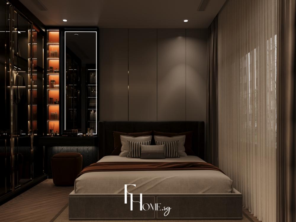 Thiết kế nội thất chung cư 3 phòng ngủ phong cách Wabi Sabi - Golden Mansion - phòng ngủ master