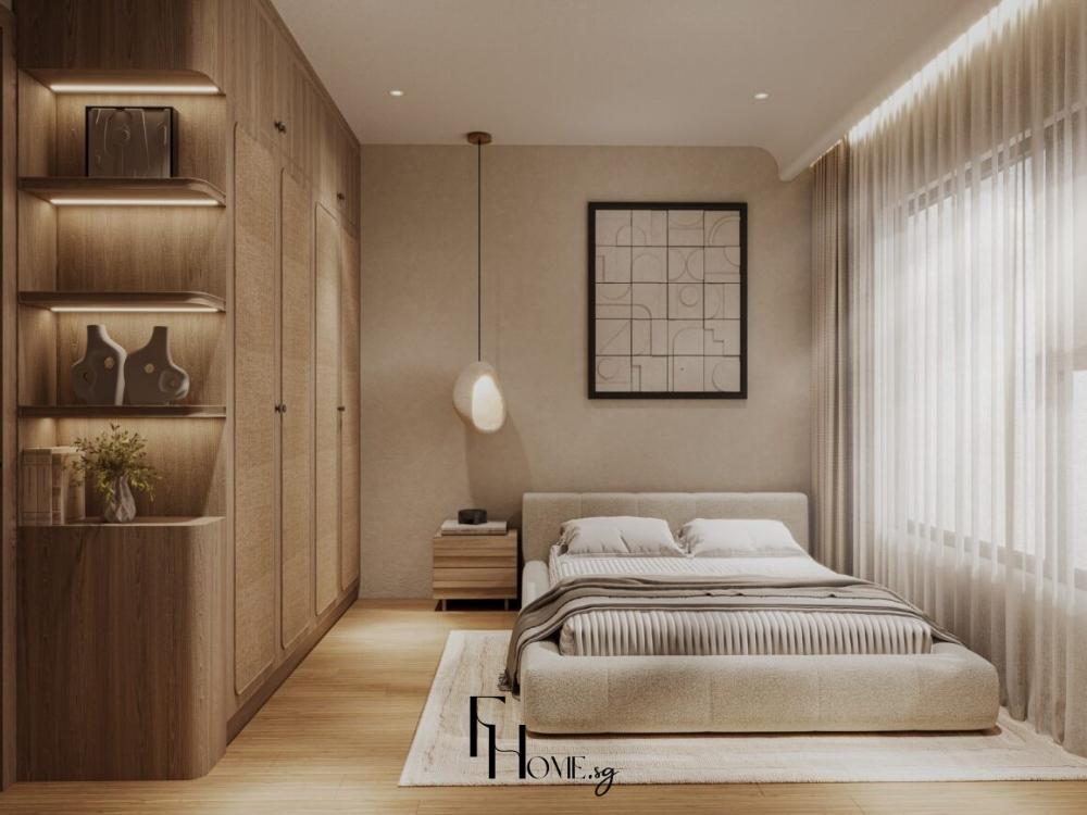 Thiết kế nội thất chung cư 3 phòng ngủ phong cách Wabi Sabi - Vinhomes - ngủ nhỏ