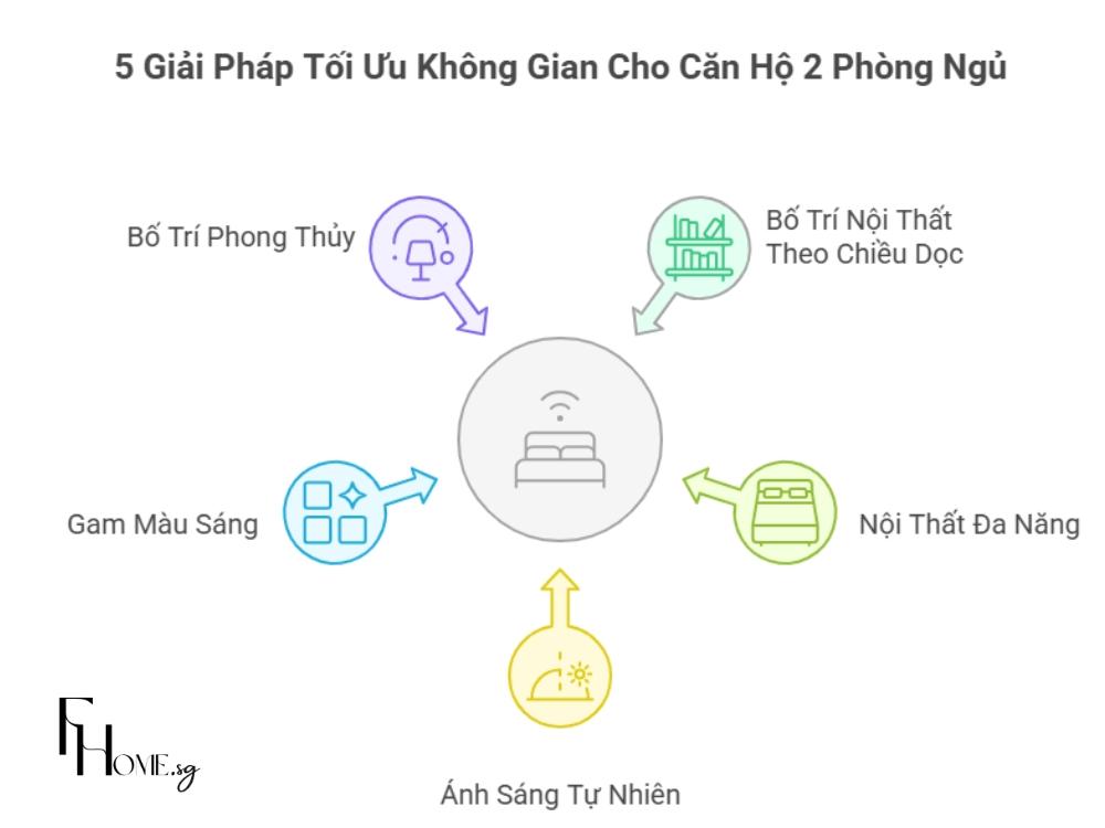 5 giải pháp tối ưu không gian cho căn hộ 2 phòng ngủ