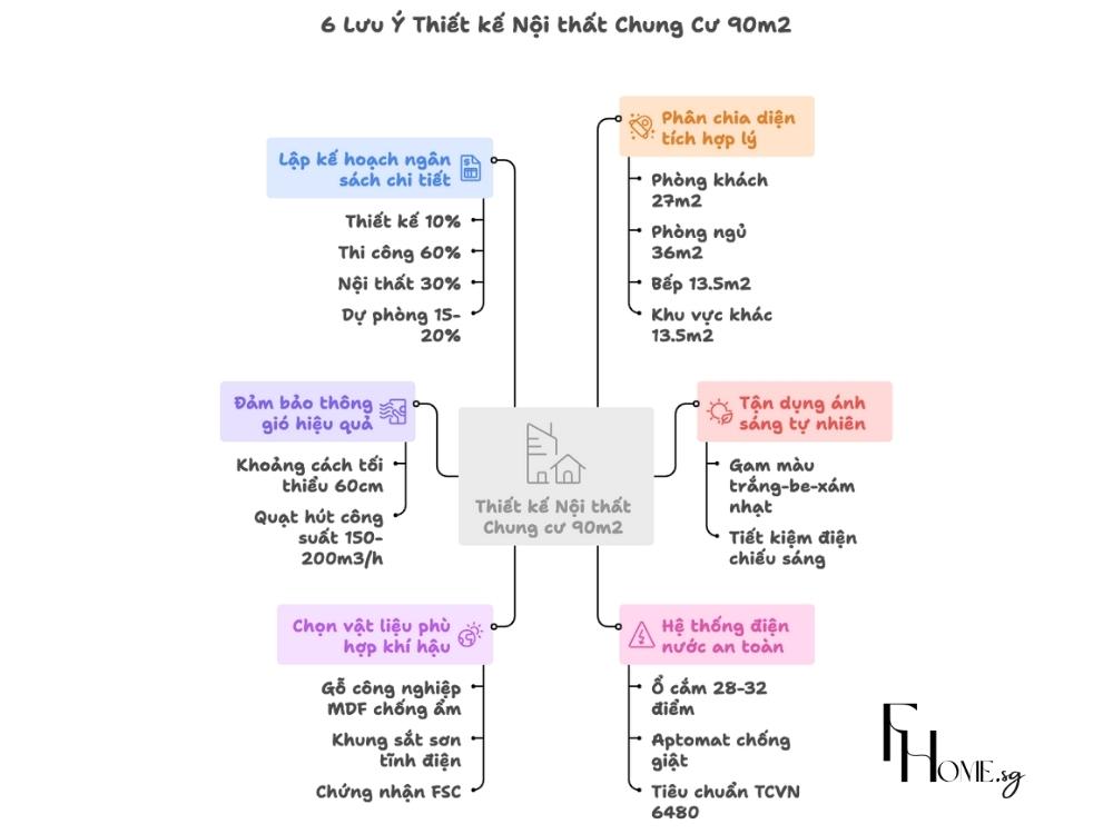 6 Lưu ý khi thiết kế nội thất chung cư 90m2