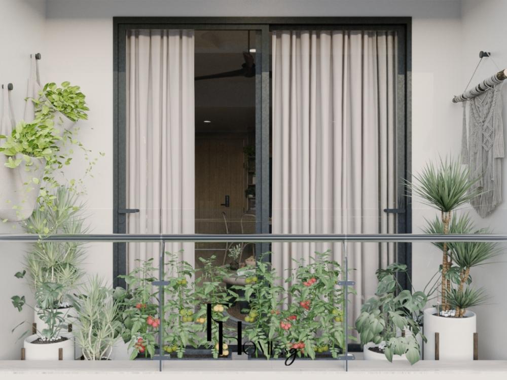 Ban công phong cách Bohemian nhiều cây xanh