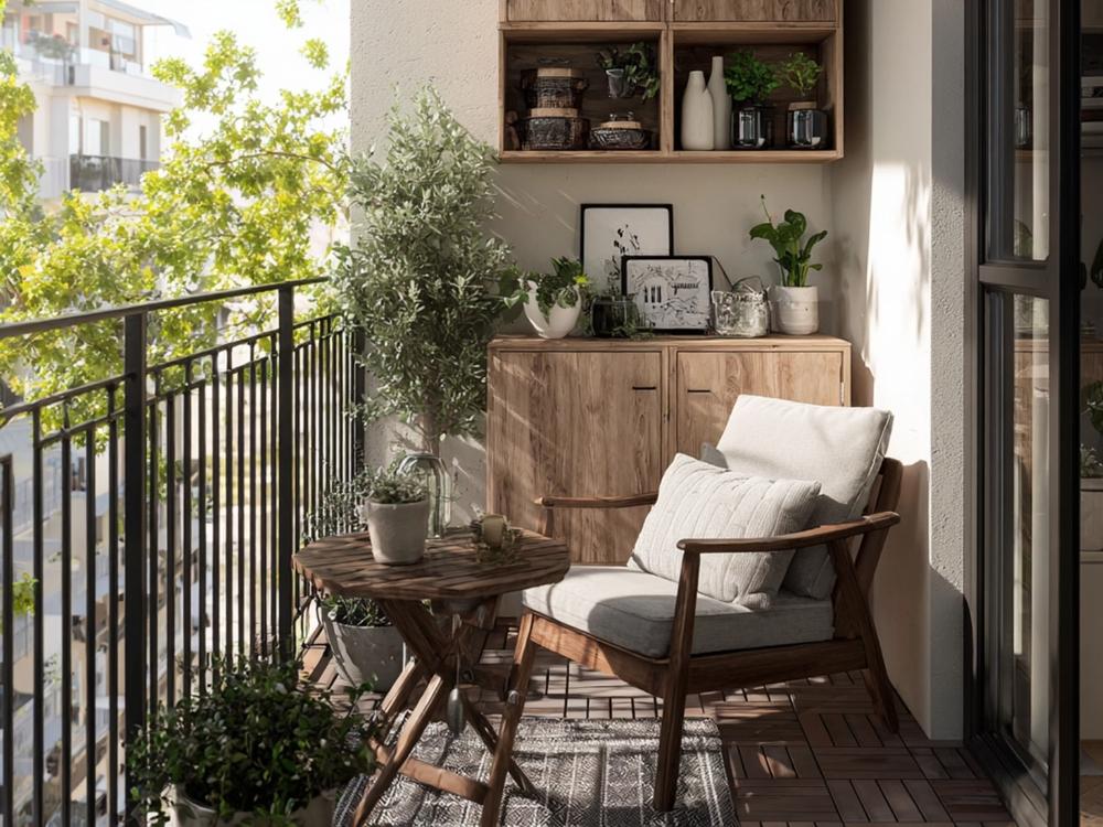 Ban công nhà phố 90m² bố trí gọn gàng, tạo không gian thư giãn, kết nối với thiên nhiên