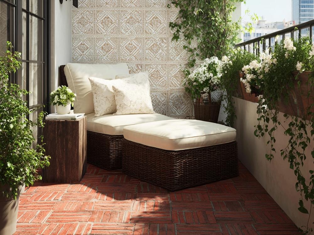 Ban công nhà phố 90m² bố trí hợp lý, tận dụng không gian ngoài trời để tạo góc nghỉ ngơi thư thái