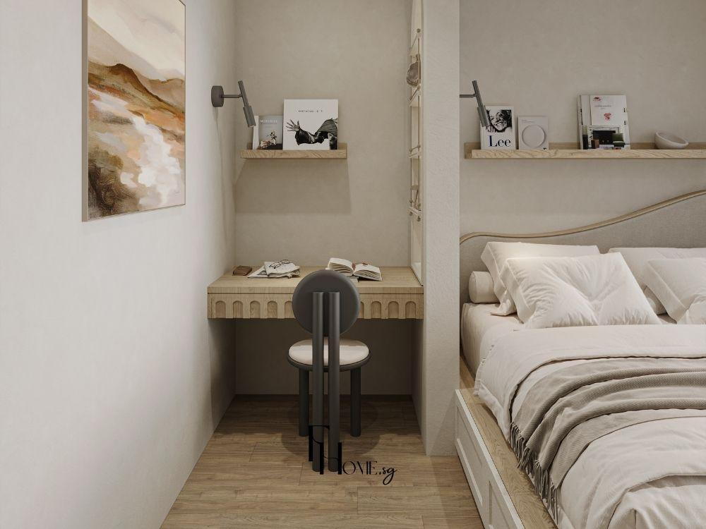 Bàn làm việc thiết kế gọn gàng, tối ưu không gian cho phòng ngủ