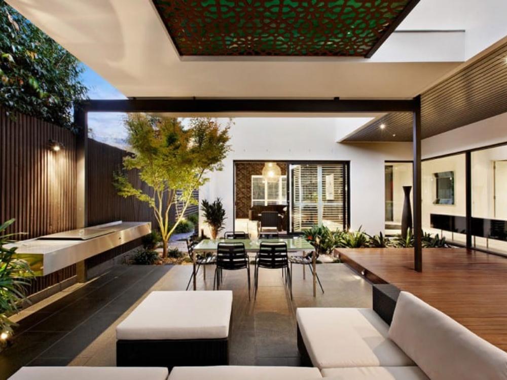 Biệt thự phong cách hiện đại kết hợp Minimalism và Zen với không gian tối giản, gam màu trung tính, vật liệu tự nhiên và ánh sáng hài hòa