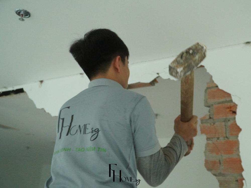 Đội ngũ FHome.sg tiến hành khâu Thi công hạng mục