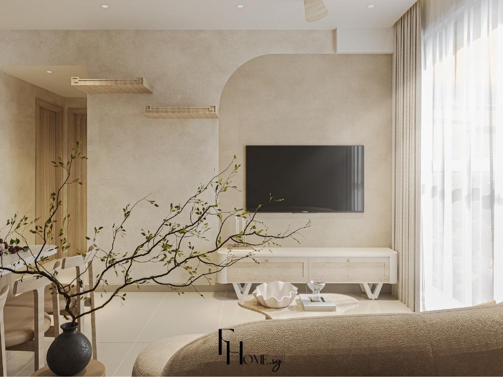 Các chi tiết trang trí tối giản, loại bỏ rườm rà, thể hiện đúng tinh thần mộc mạc và thanh tịnh của Wabi Sabi