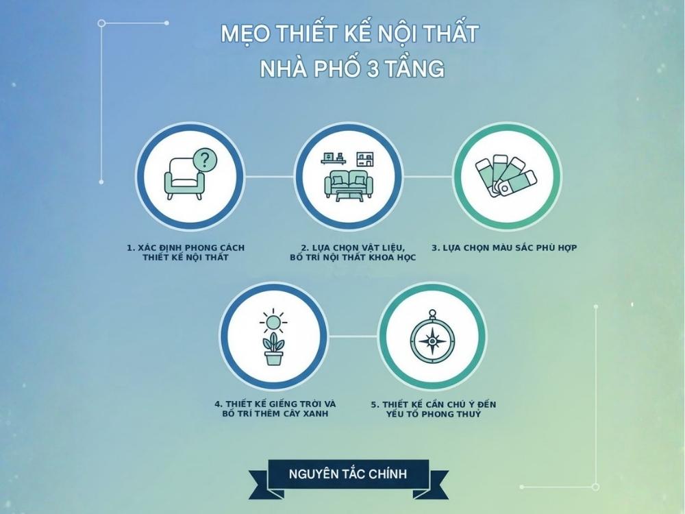 Các nguyên tắc cần nhớ khi thiết kế nội thất nhà phố 3 tầng