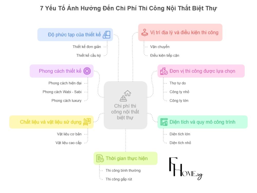 Chi phí thi công nội thất biệt thự phụ thuộc vào 7 yếu tố chính