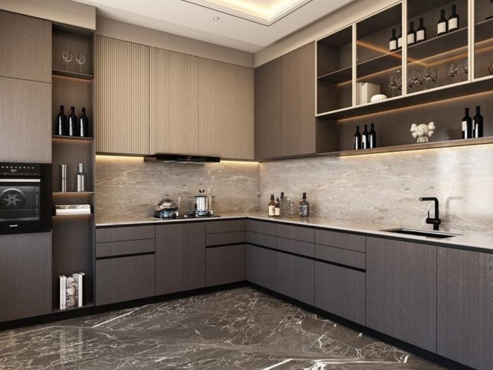 Gỗ công nghiệp MDF lõi xanh là giải pháp phổ biến nhờ giá thành hợp lý và khả năng chịu nhiệt tốt