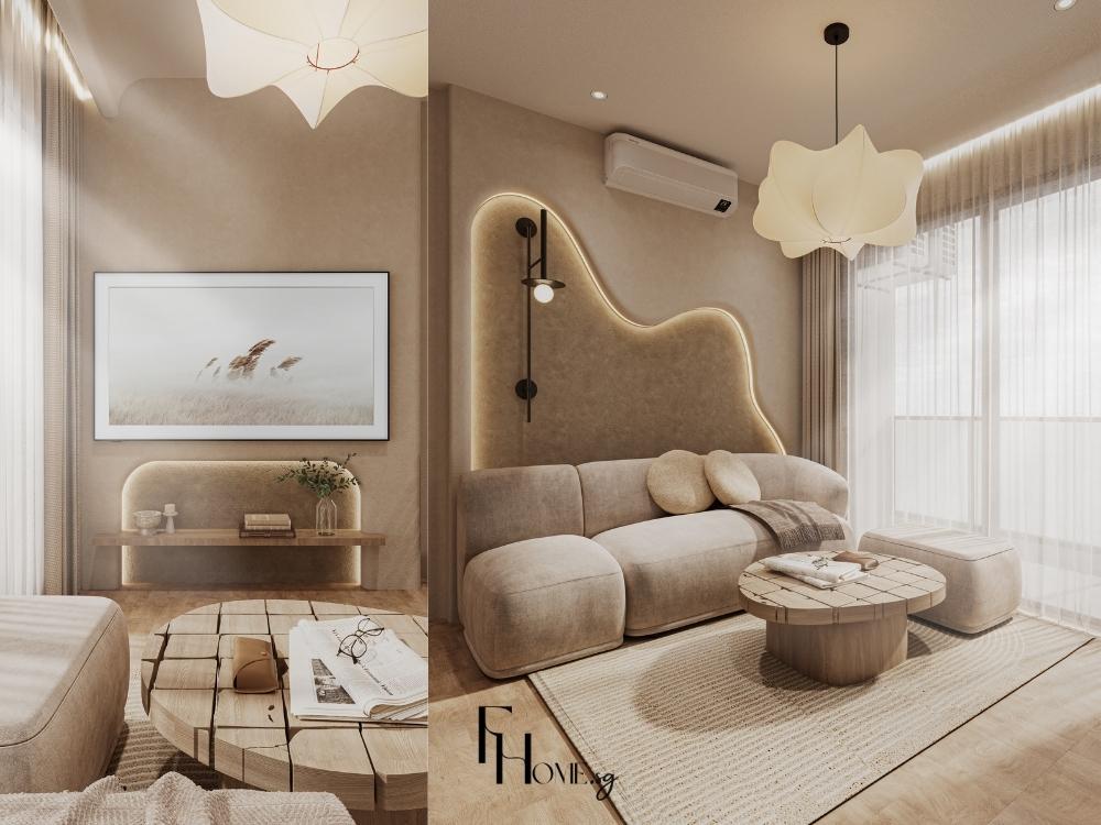 Dự án FHome.sg - Vinhome Grand Park - Wabi Sabi - Phòng khách - Góc chính diện