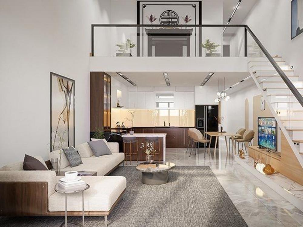 Gác lửng trong ngôi nhà phố 5x20m cấp 4 có làm không gian thờ cúng