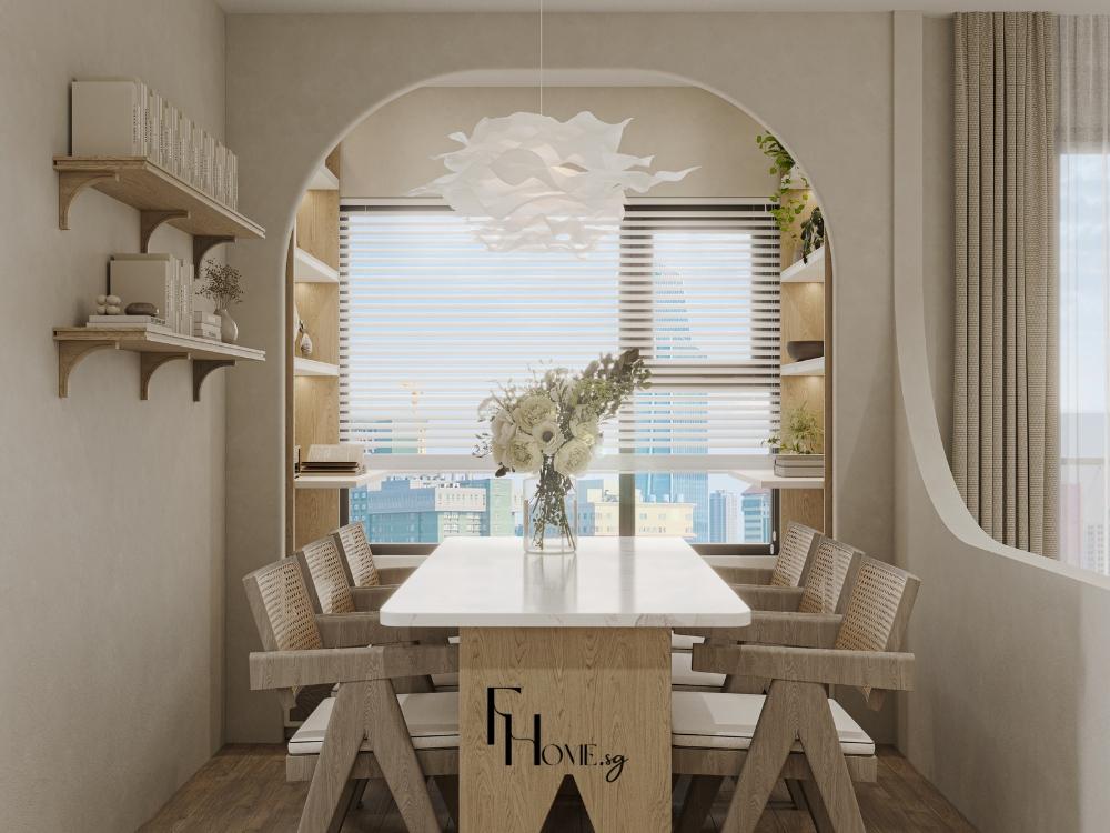 Phòng bếp chung cư 2 phòng ngủ phong cách Wabi Sabi