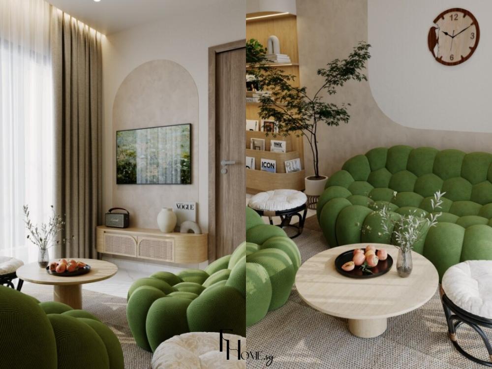 Góc dọc phòng khách - Căn hộ 3 phòng ngủ gia đình có con