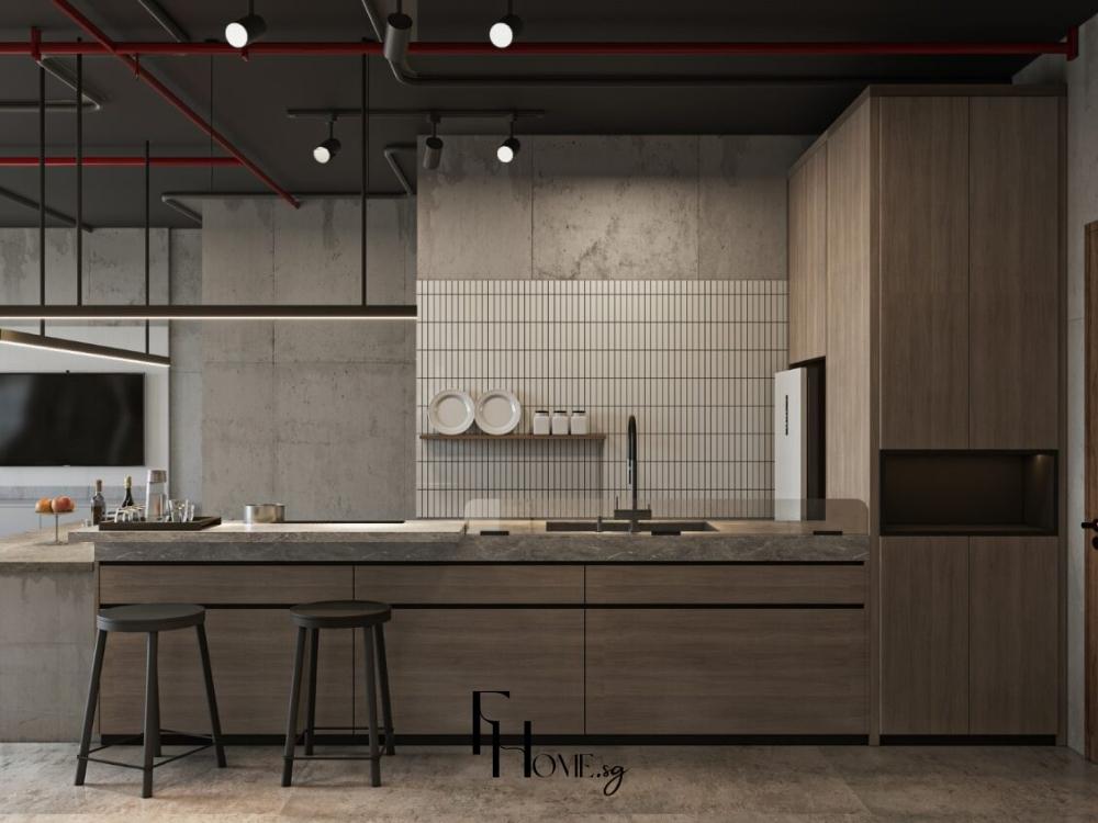 Không gian bếp Brutalism gây ấn tượng bởi sự tối giản táo bạo