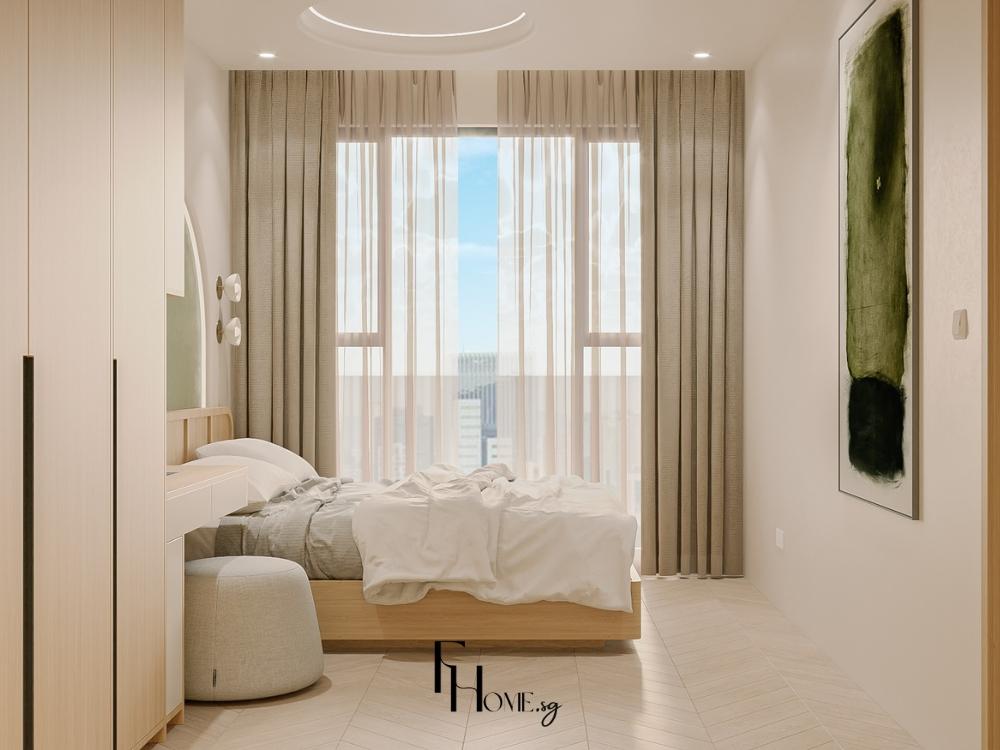 Không gian nghỉ ngơi kết hợp gỗ Sồi, vải lanh cao cấp mang lại cảm giác đẳng cấp và sang trọng