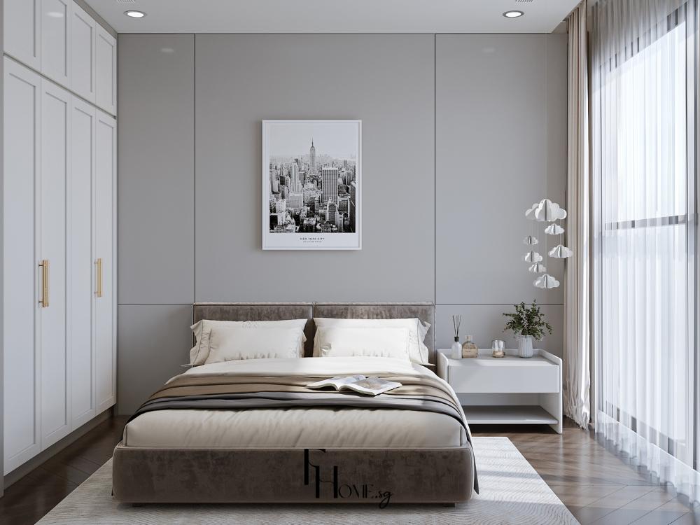 Không gian ngủ tối giản tận dụng ánh sáng tự nhiên và cây xanh để mang lại sự cân bằng và sức sống cho căn phòng