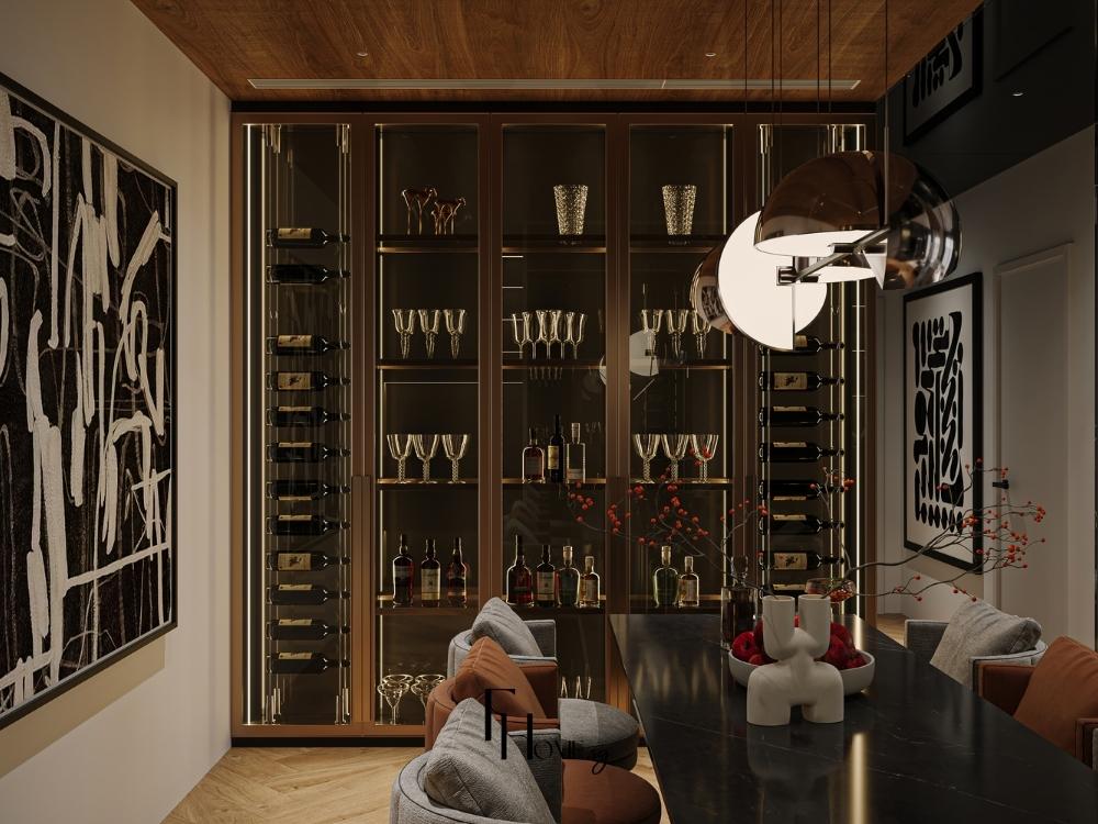 Khu vực bếp tích hợp AI, tự động điều chỉnh ánh sáng và nhiệt độ theo thói quen người dùng