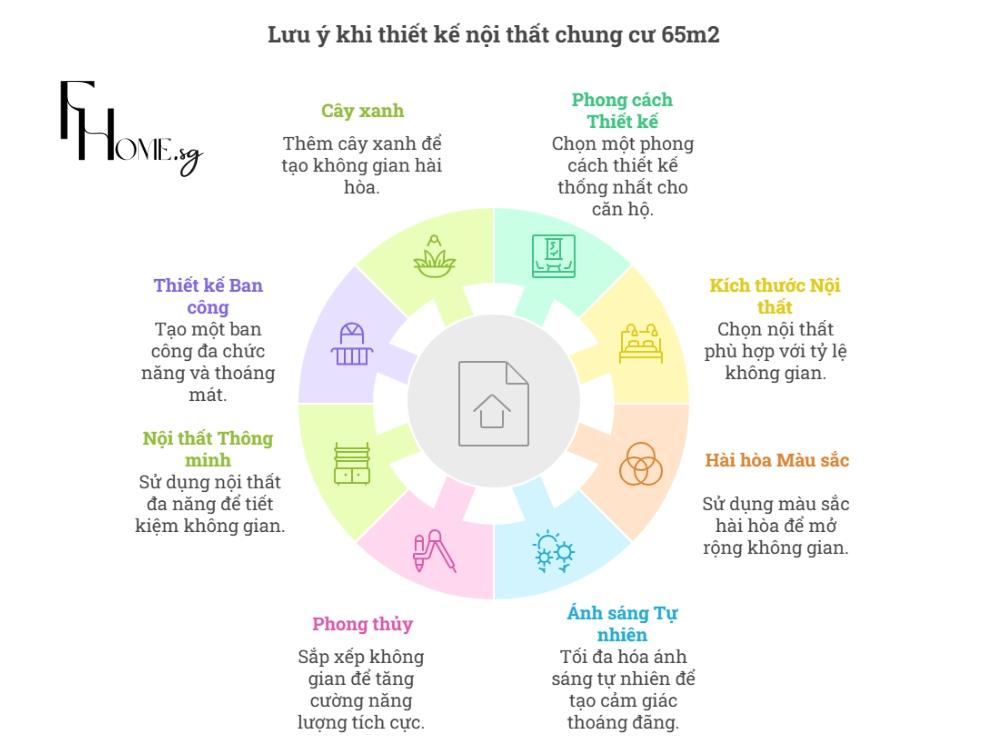 8 Lưu ý khi thiết kế nội thất chung cư 65m2