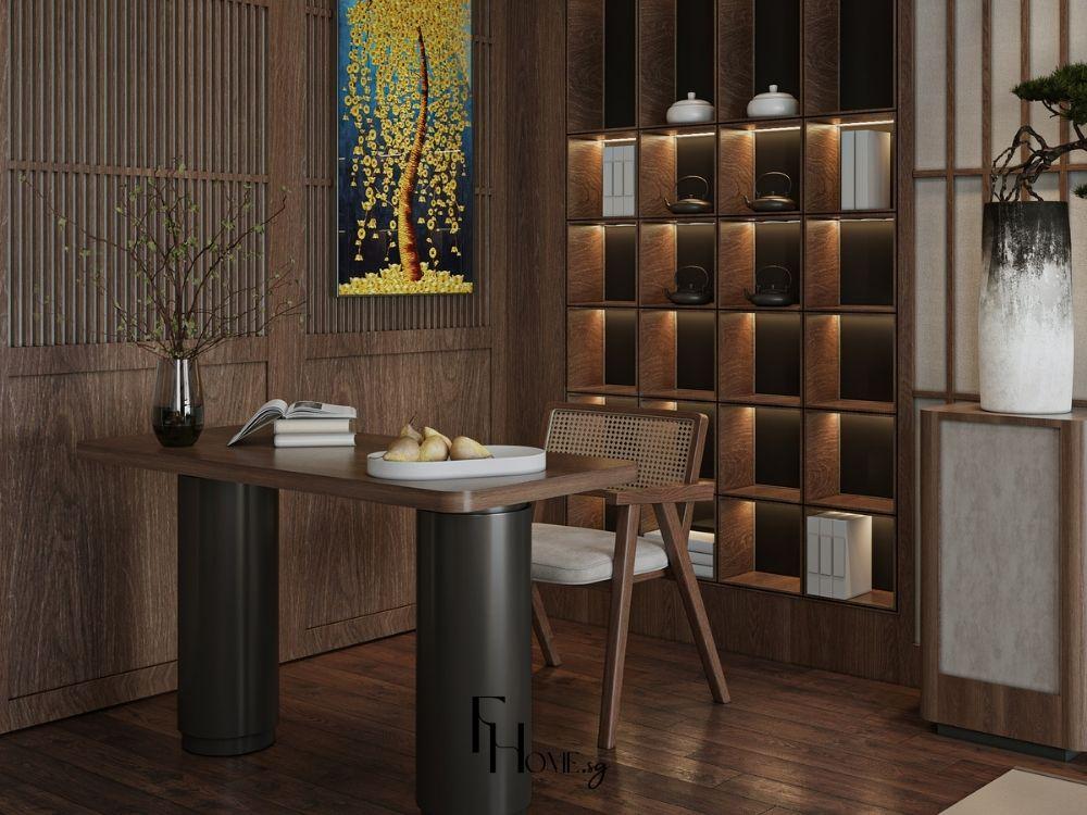 Thi công nội thất phòng làm việc cổ điển tông màu nâu trầm