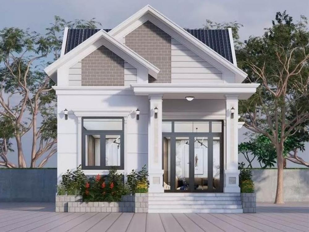 Mẫu thiết kế nhà phố 5x20m cấp 4 mái thái với hệ mái dốc đặc trưng và phong cách kiến trúc Indochine