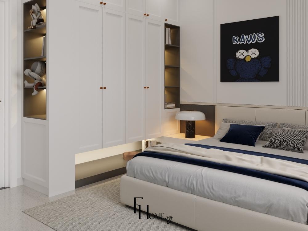 Mẫu thiết kế nhà phố 5x20m phong cách Wabi Sabi với tông màu trắng chủ đạo