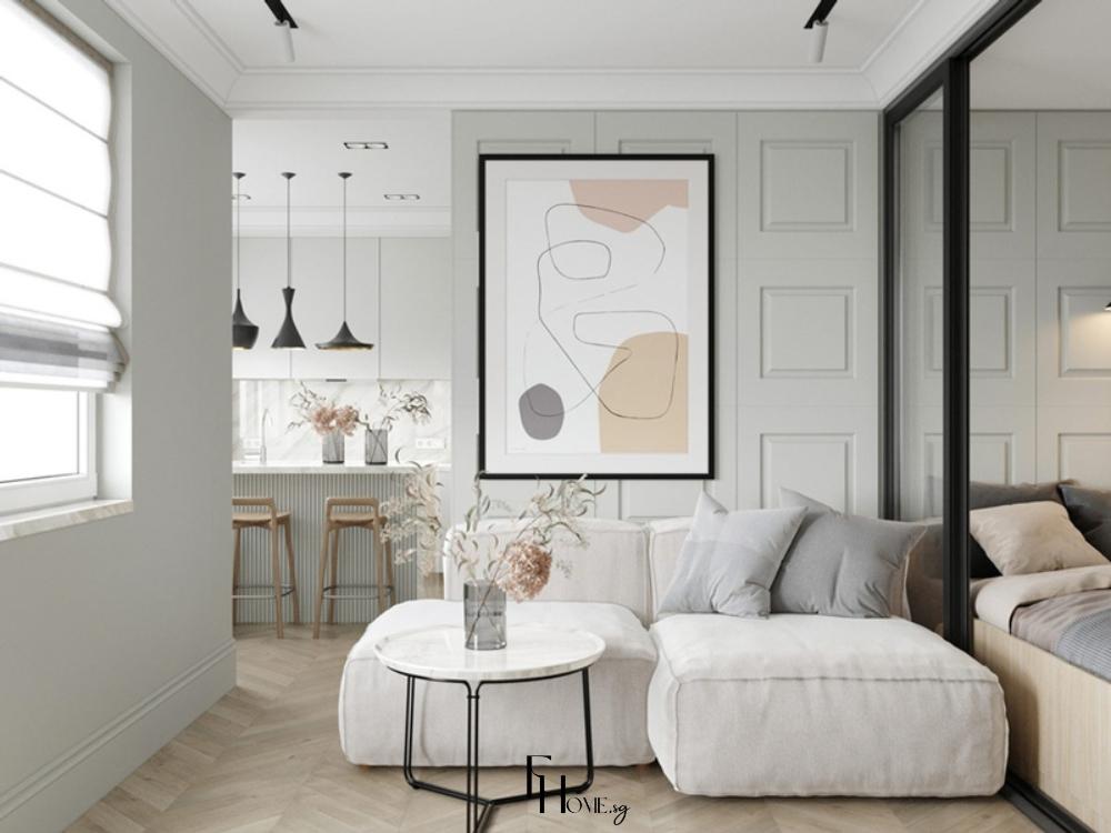 Thiết kế nội thất chung cư nhỏ có cửa trượt phong cách Scandinavian