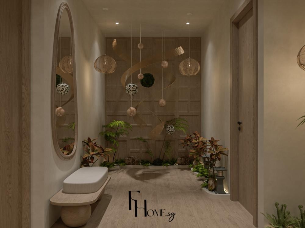 Phòng vệ sinh phong cách Nhật Bản với gương lớn