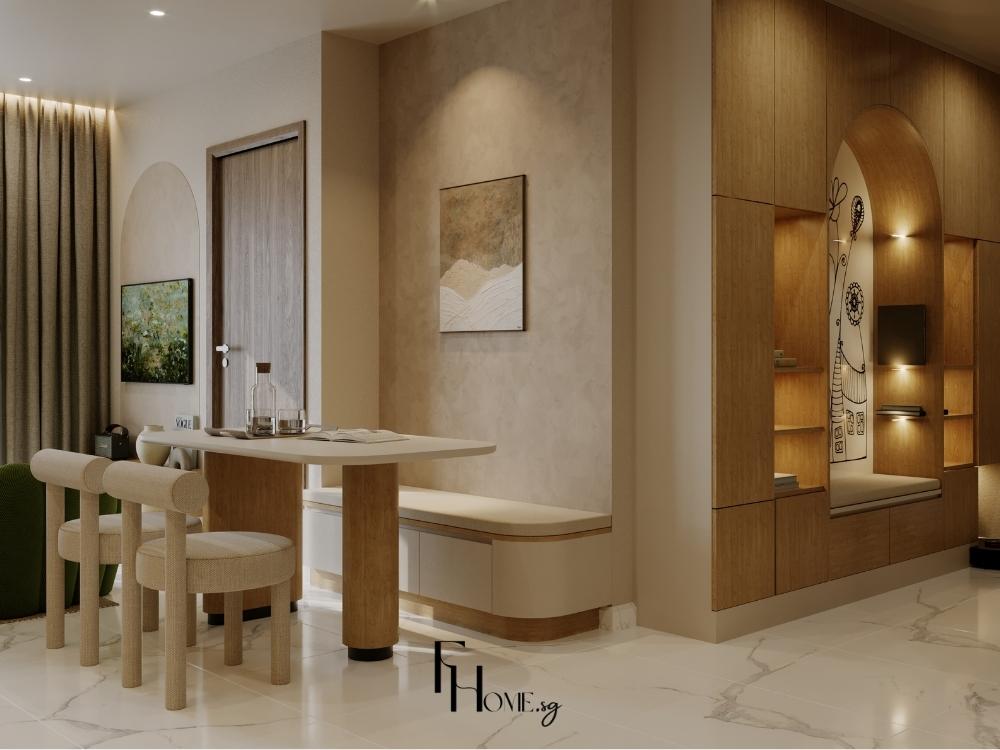 Nhà phố 2 tầng có 4 phòng ngủ với phòng khách hiện đại, thiết kế tối giản