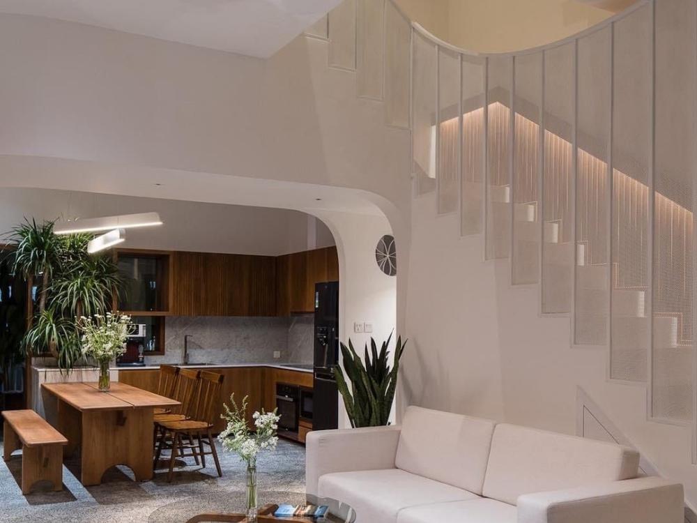 Nhà phố 5x20m 3 tầng với tầng 1 là phòng khách và bếp