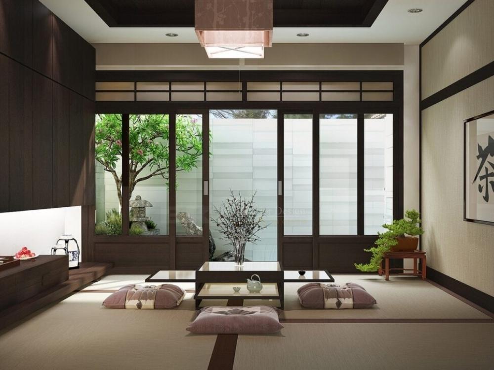 Nội thất Á Đông kết hợp chất liệu tự nhiên và chi tiết văn hóa, mang vẻ cổ điển, thanh tịnh