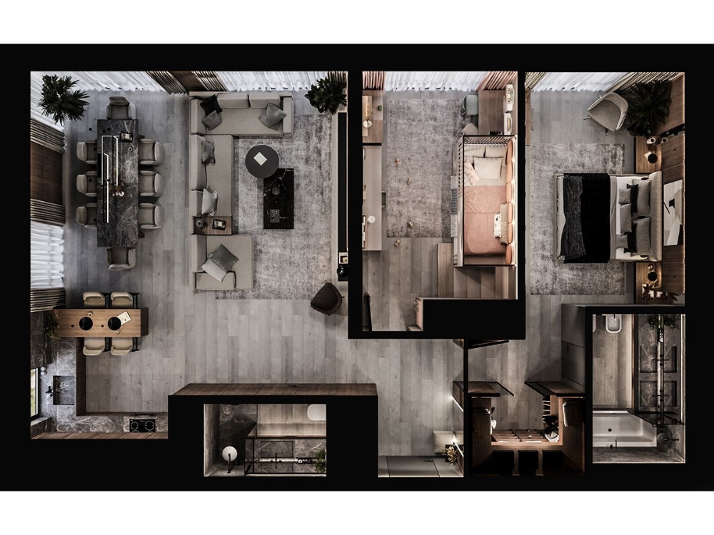 Sưu tầm - Nội thất chung cư 68m2 với 2 phòng ngủ