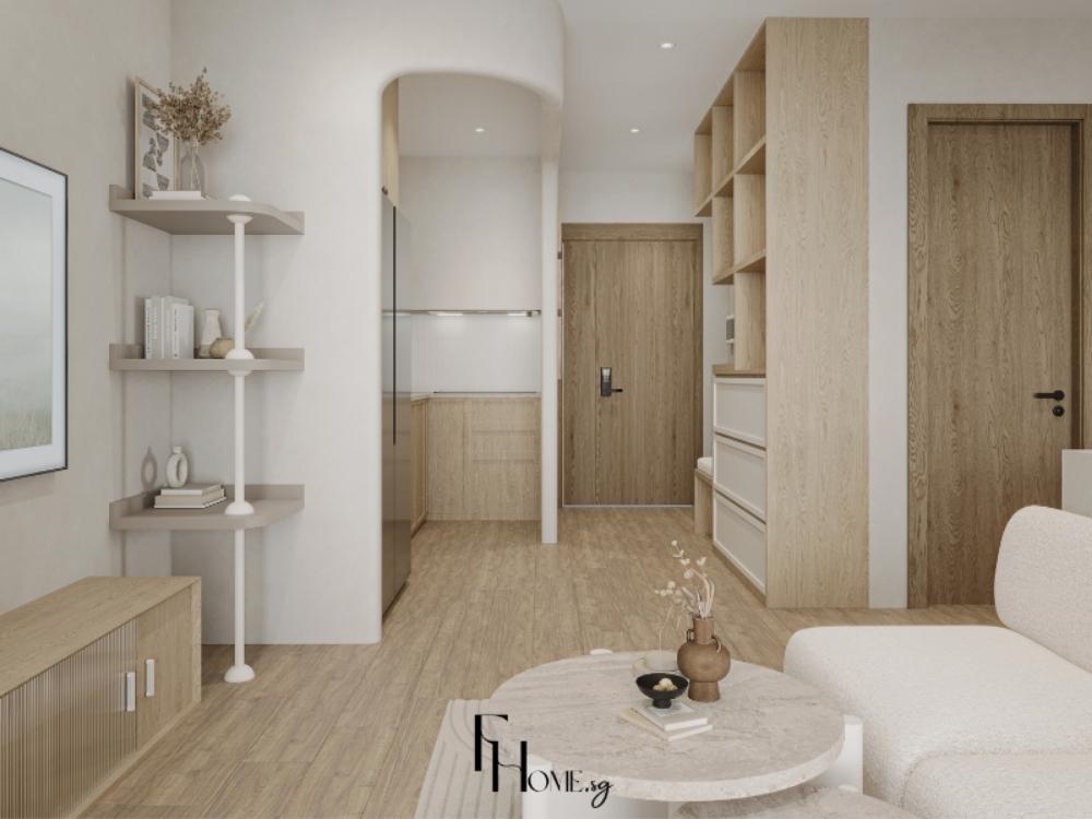 Nội thất đơn giản, màu sắc trung tính và ánh sáng dịu nhẹ, mang đến cảm giác thư giãn