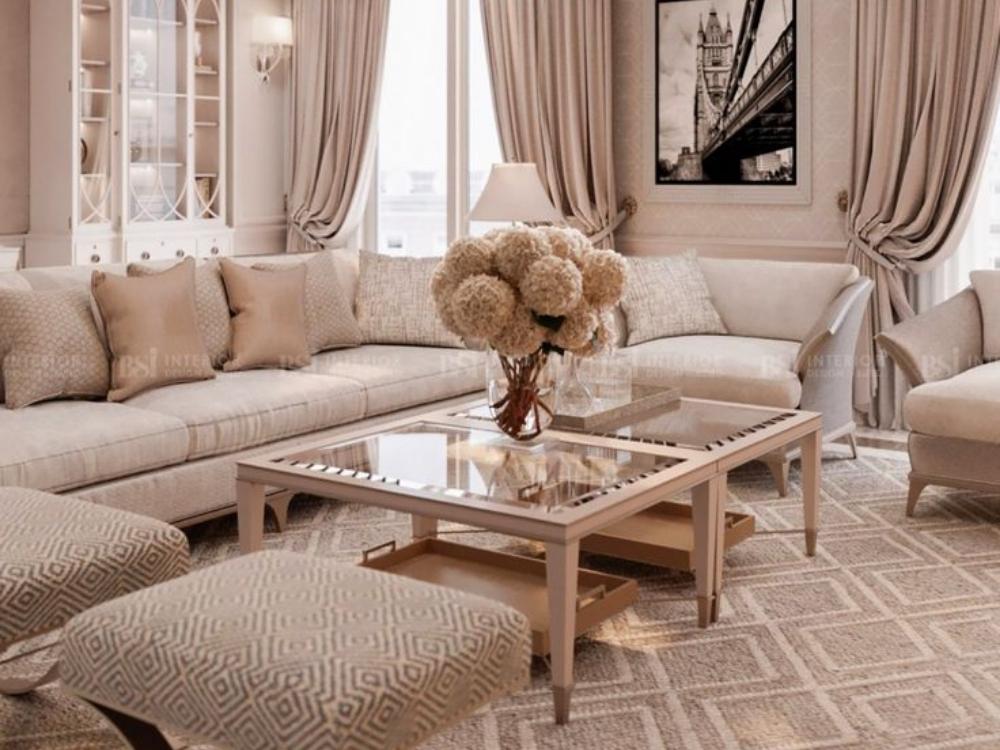 Nội thất sử dụng gỗ tự nhiên và da thật, tạo không gian phòng khách đẳng cấp và xa hoa