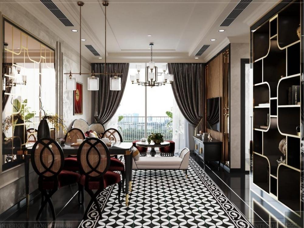 Nội thất sử dụng gốm sứ Việt Nam và chất liệu truyền thống, tạo không gian tinh tế, đậm văn hóa Á Đông