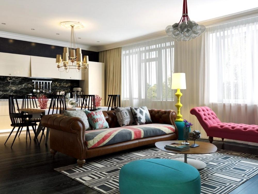 Phòng Pop Art đầy màu sắc và biểu tượng pop, tạo không gian trẻ trung và sống động