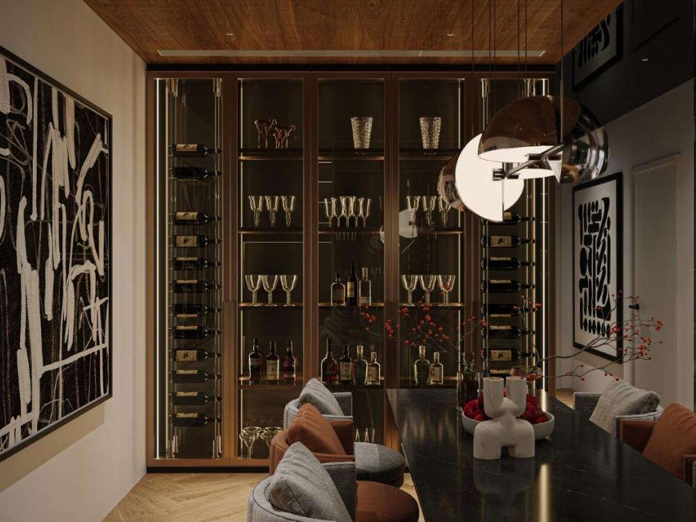 Phòng ăn phong cách luxury - góc ly rượu