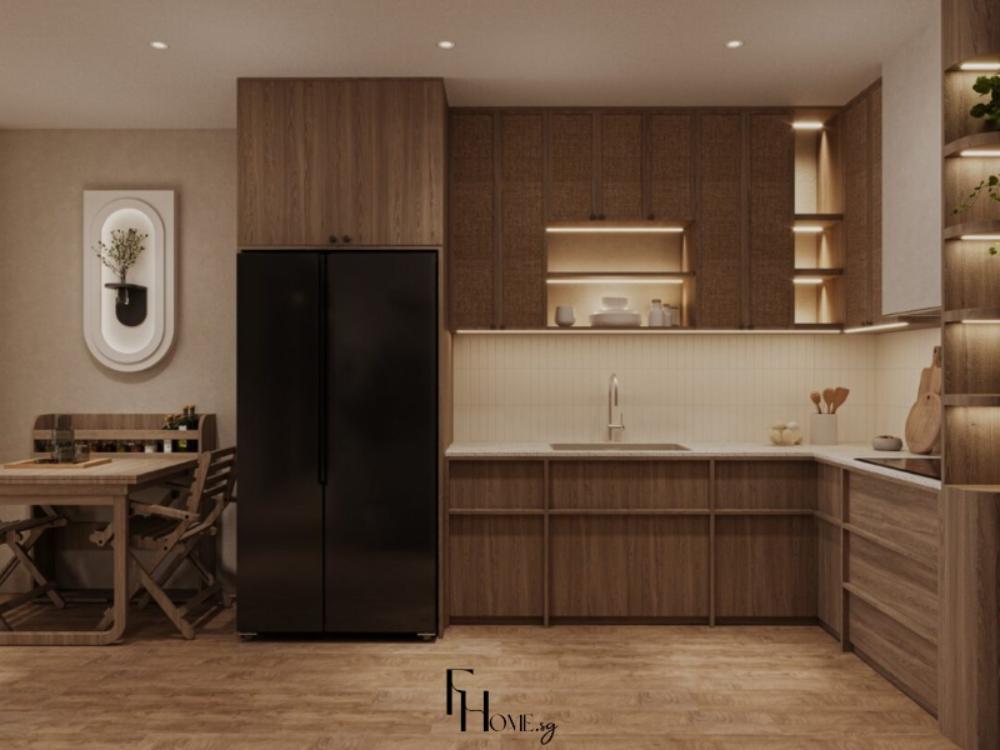 Phòng bếp căn hộ 3 phòng ngủ - Phong cách Wabi Sabi