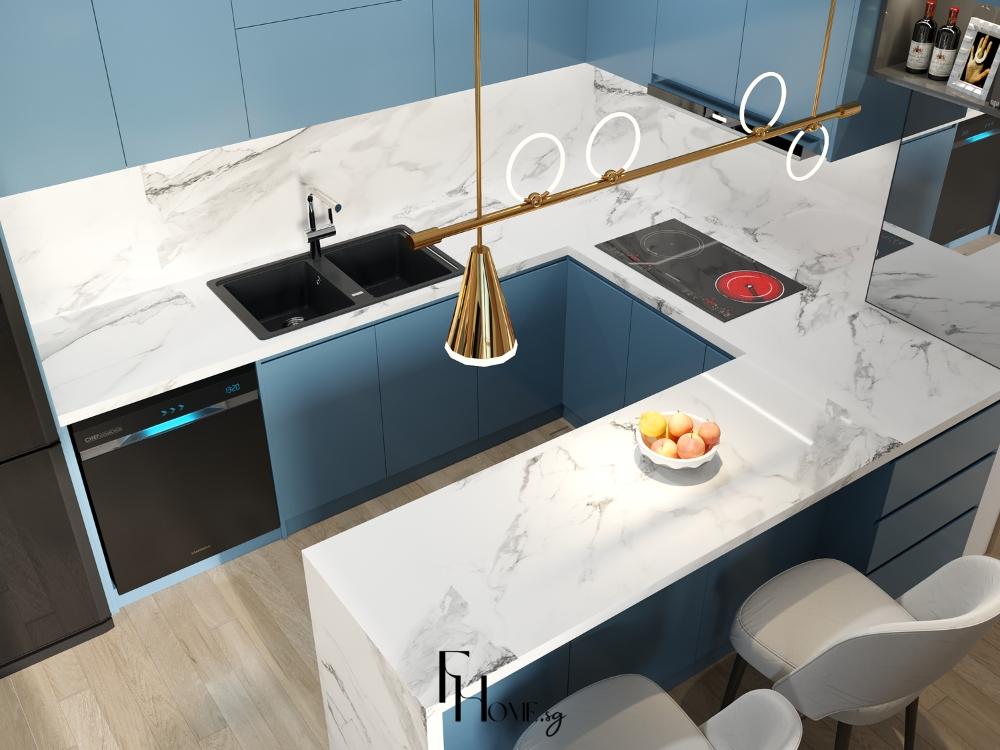 Phòng bếp căn hộ chung cư 2 phòng ngủ phong cách hiện đại