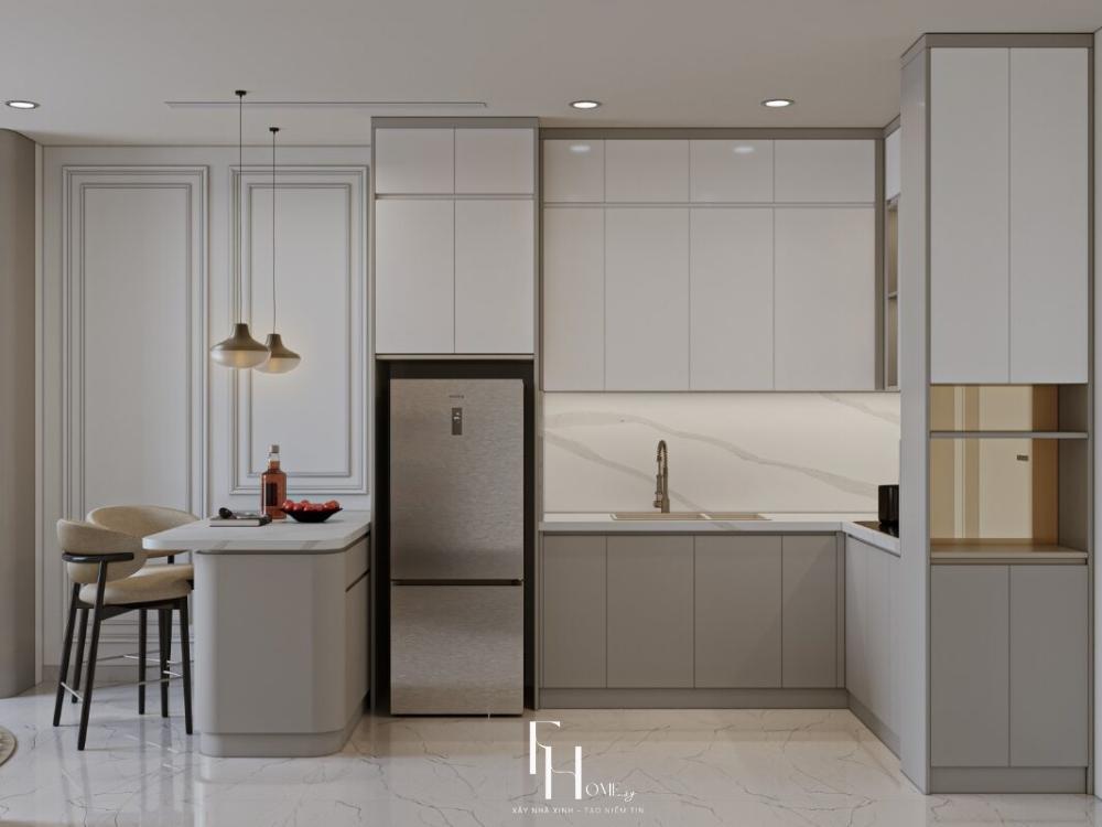 Phòng bếp chung cư Nhỏ Dành Cho Vợ Chồng Trẻ Phong Cách hiện đại