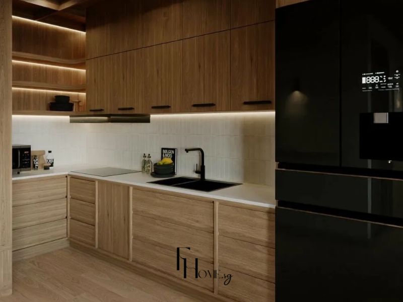 Phòng bếp dự án thiết kế nội thất chung cư 65m2 Japandi