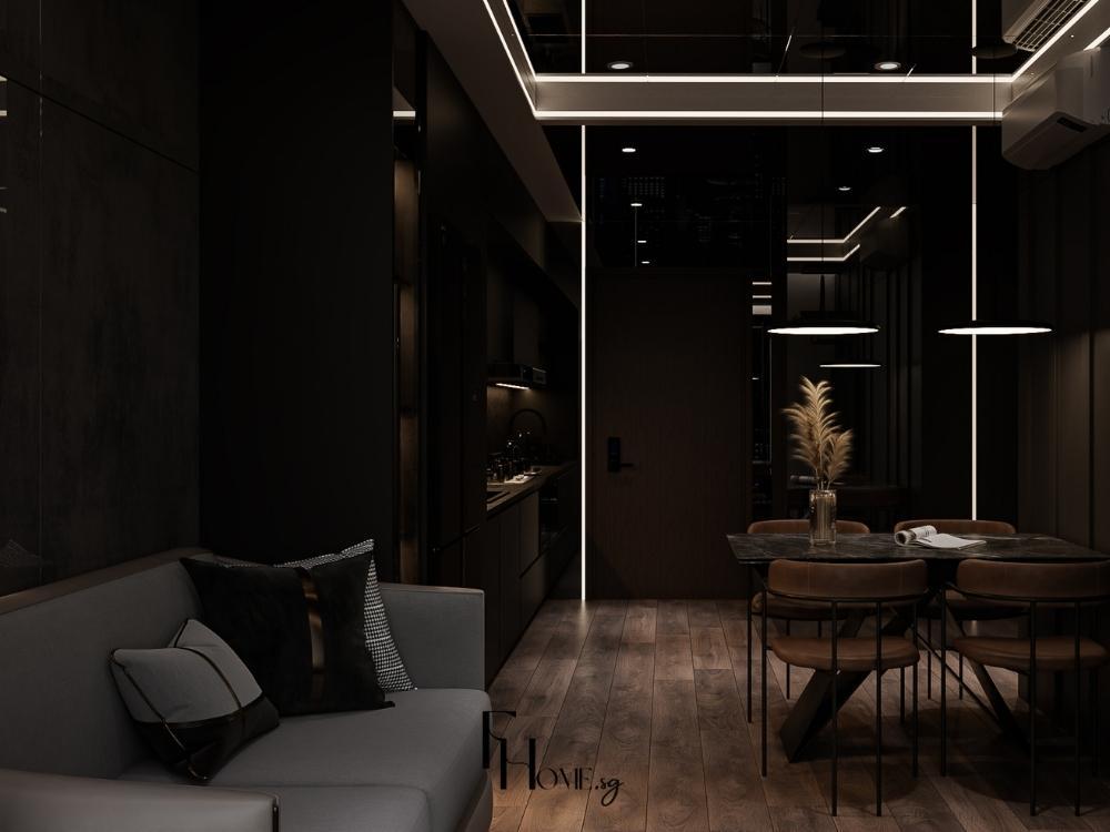 Phòng bếp phong cách Luxury liên thông phòng khách