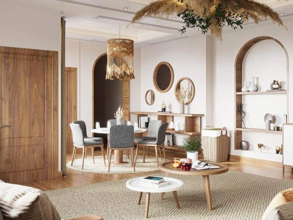 Phòng bếp phong cách Scandinavian liên thông phòng khách tối ưu không gian