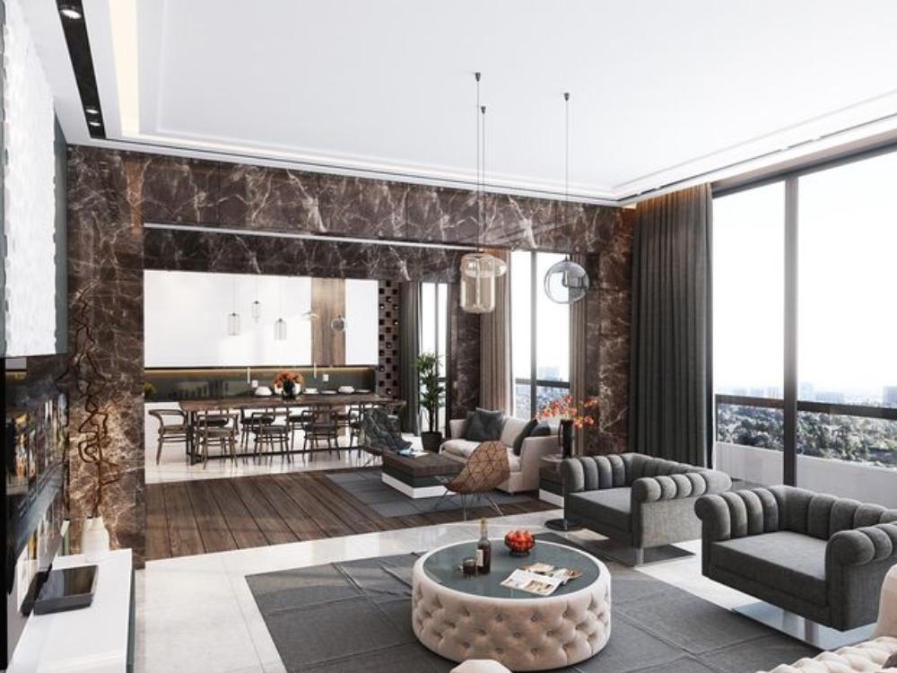 Phòng khách Phong Cách luxury liên thông phòng bếp