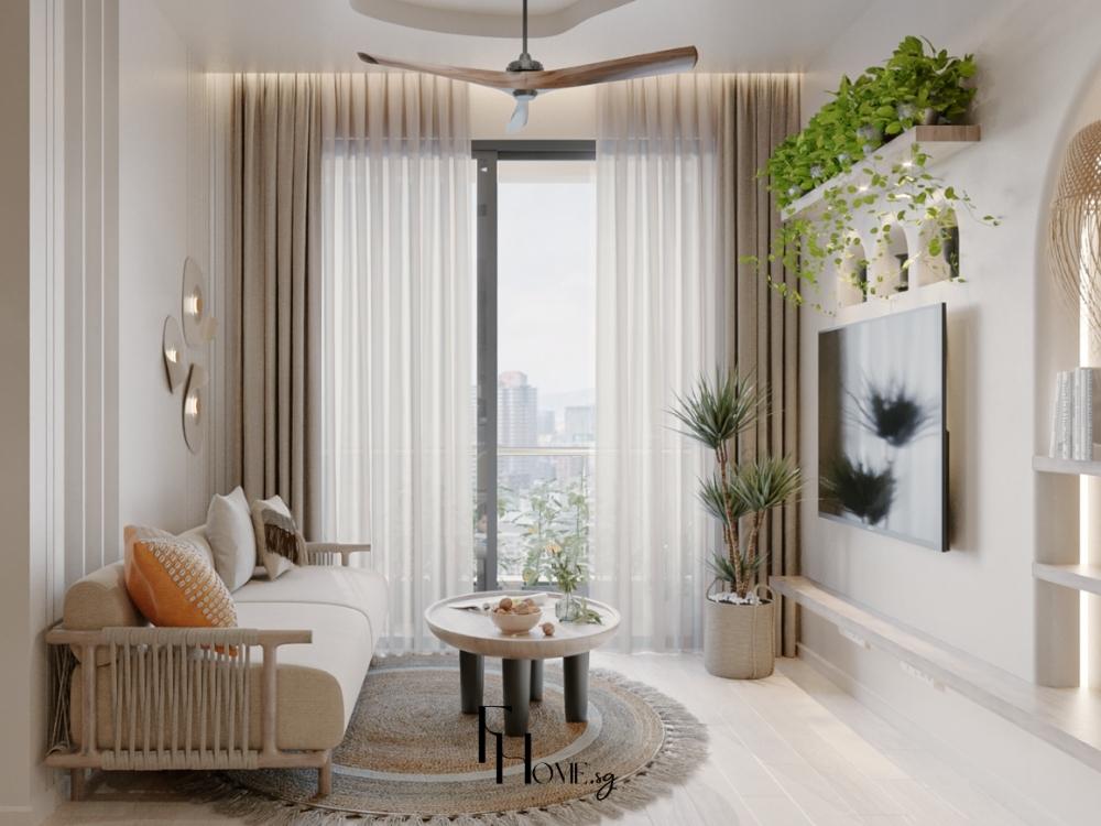 Phòng khách chung cư 30m² với cách sắp xếp khoa học, tạo không gian tiện nghi cho gia đình