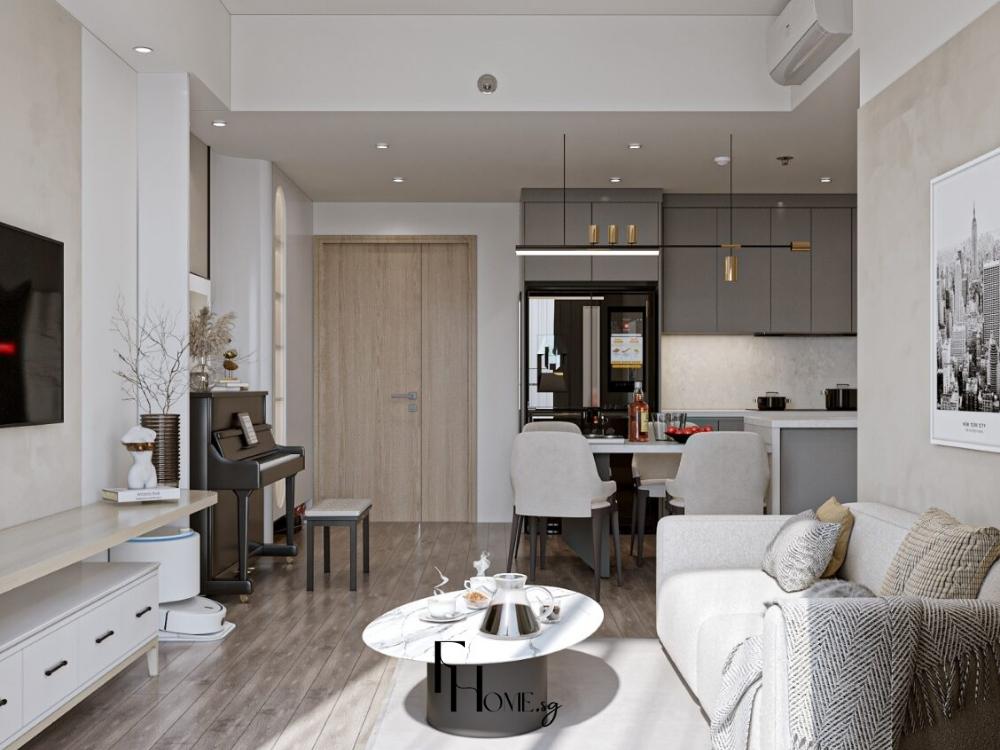 Phòng khách chung cư 30m² với thiết kế hài hòa, tối ưu công năng cho không gian sống tiện nghi