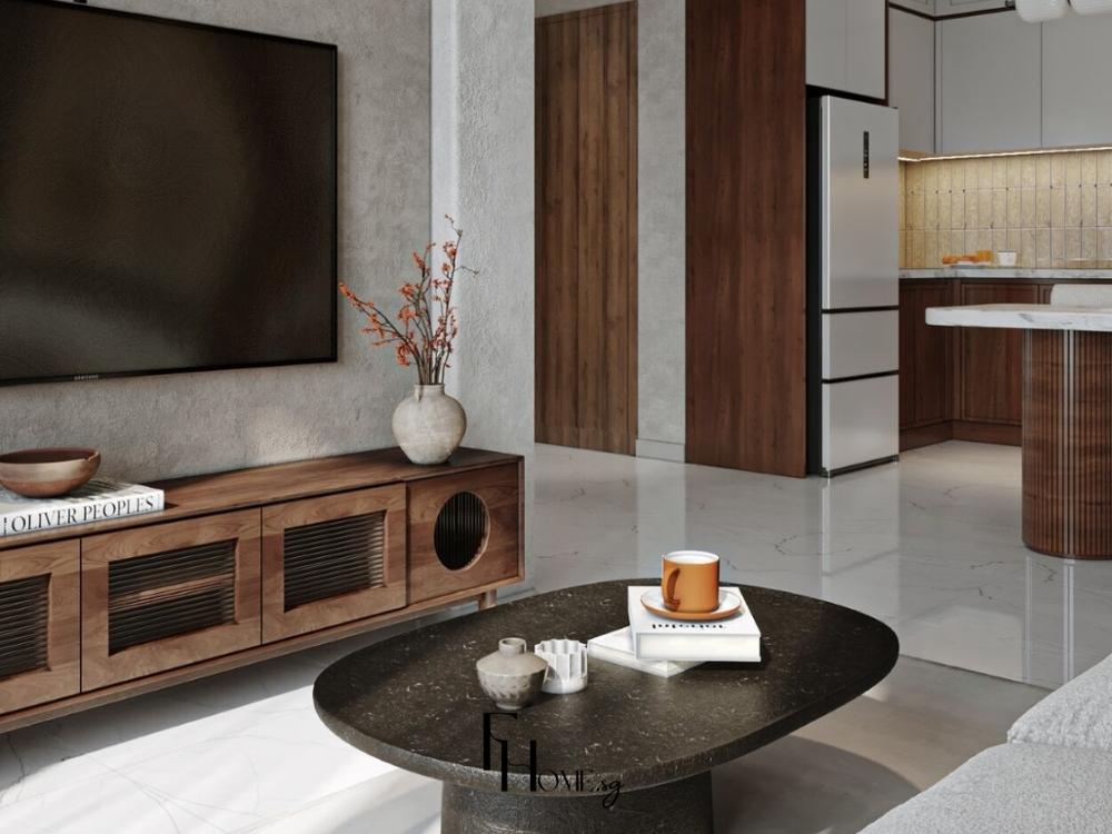 Phòng khách chung cư 40m² với thiết kế thoáng đãng, tạo không gian rộng rãi và dễ chịu
