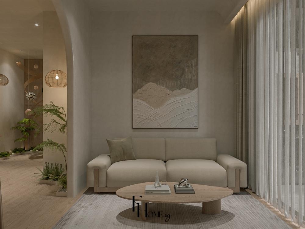 Phòng khách chung cư phong cách Japandi với sự kết hợp hài hòa giữa Nhật Bản và Bắc Âu