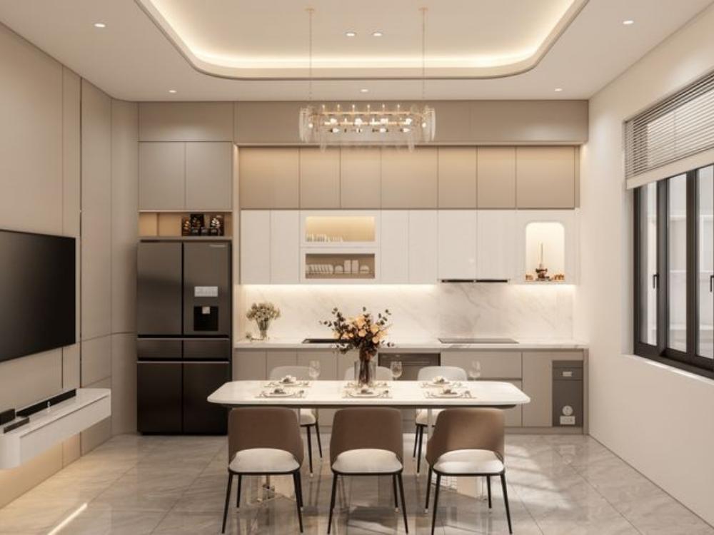 Phòng khách chung cư với hệ thống chiếu sáng thông minh