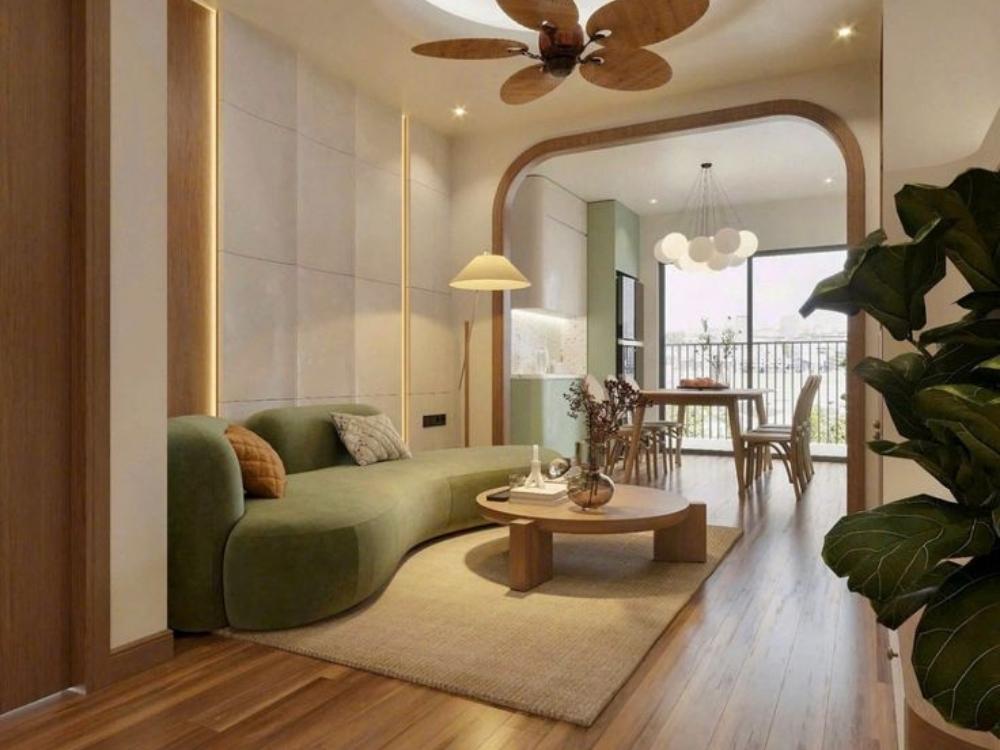 Phòng khách chung cư với quy tắc màu sắc 60-30-10, tạo điểm nhấn mạnh mẽ và thu hút